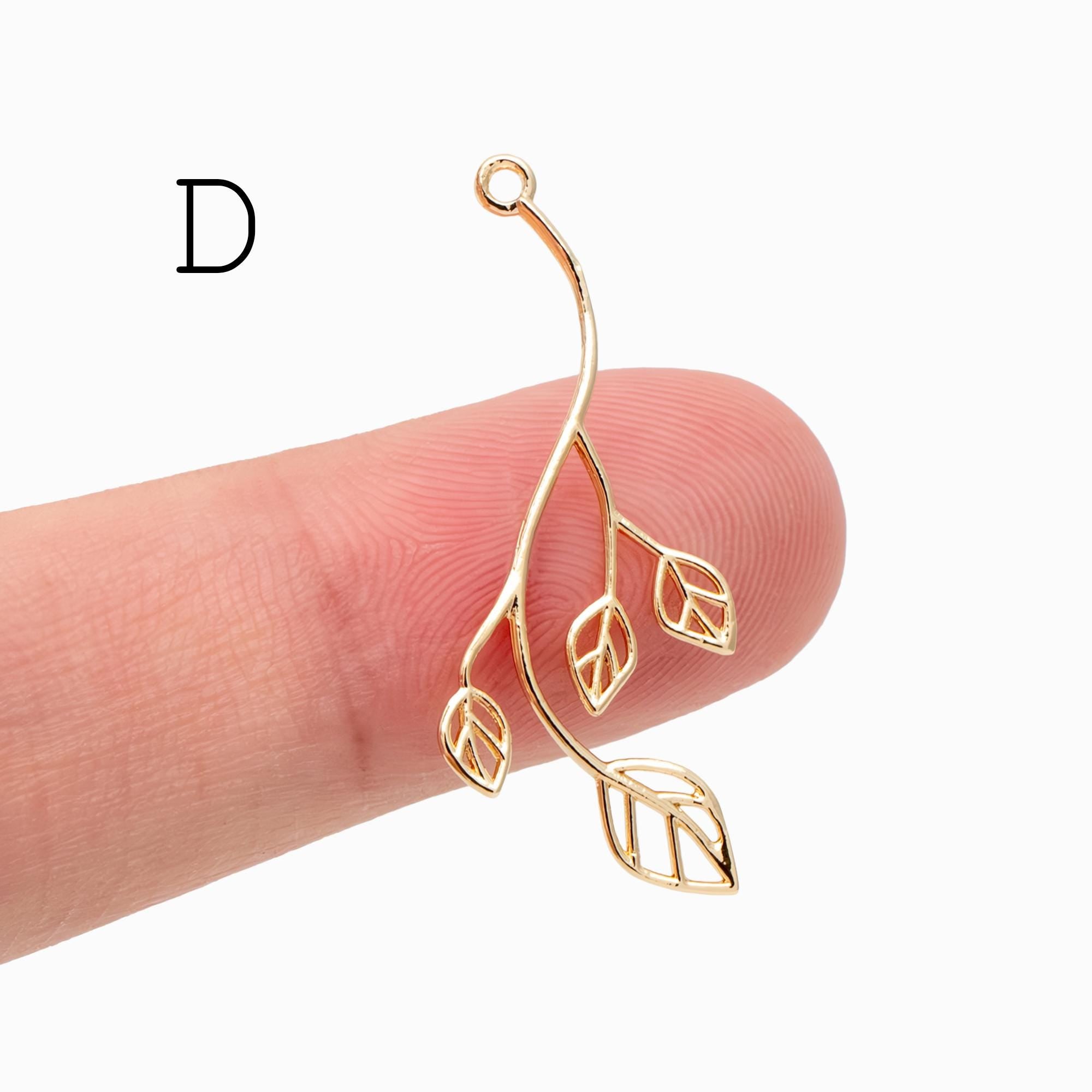 10pcs Gold Flower Leaf Charms, 18K Gold plated Brass, Dainty Earring Pendants (GB-4425)